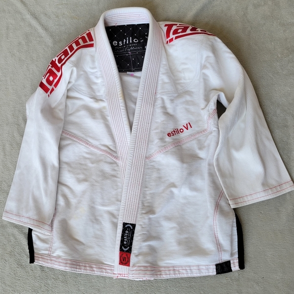 Estilo VI Tatami Jacket Red On White Jiu Jitsu Fightwear Version VI Size A3S - Picture 1 of 13